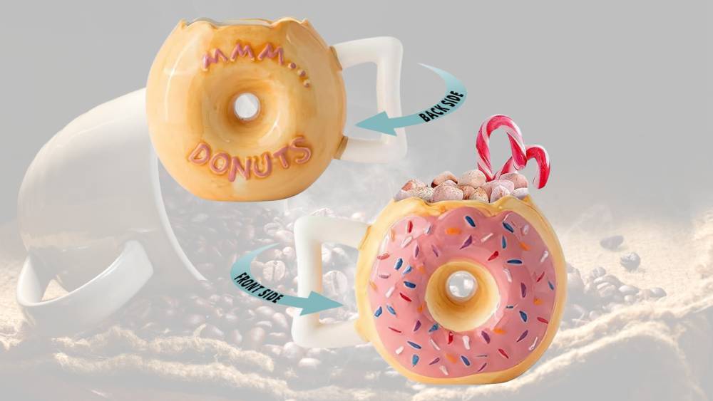 Colorful donut coffee mug