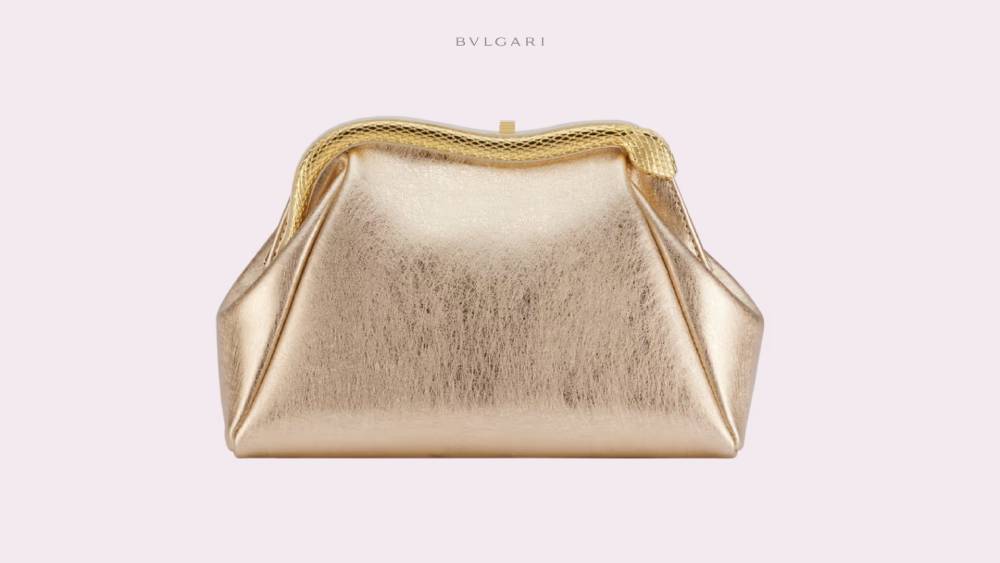 Pouch light gold Striated calf leather