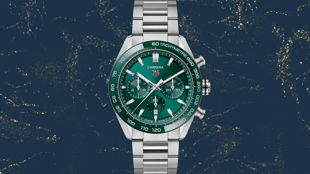 Watch with bold green dial