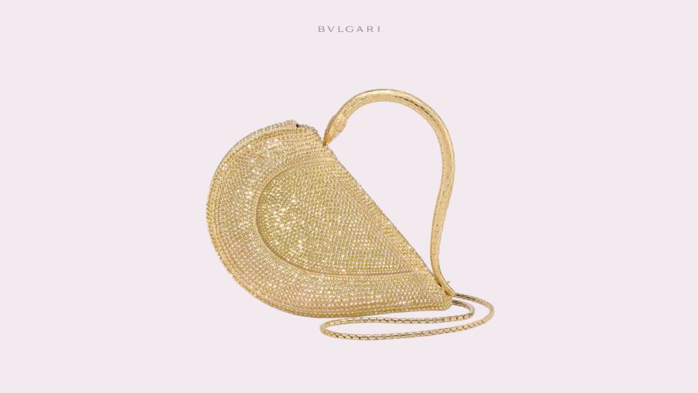 Top handle bag with gold Neige Pavé Crystals