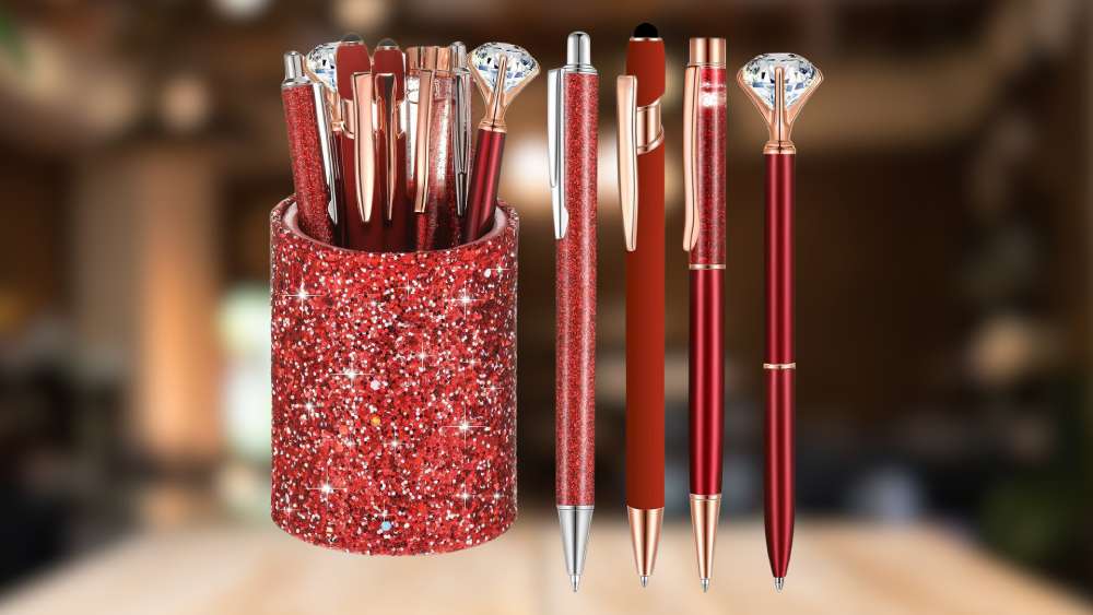 Ballpoint Pens with Holder Gift Idea for Red Lovers