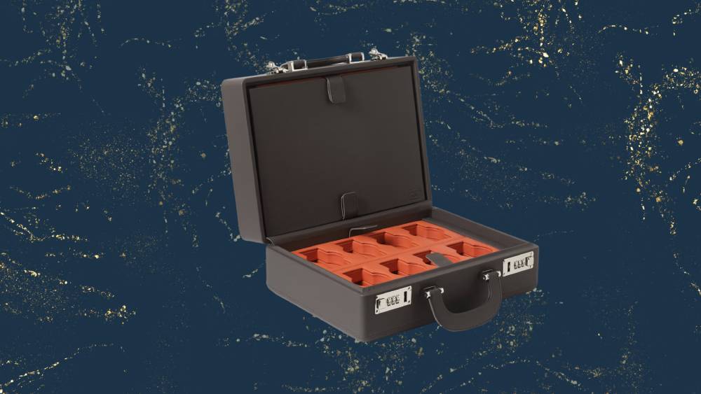 Grey and orange watch box