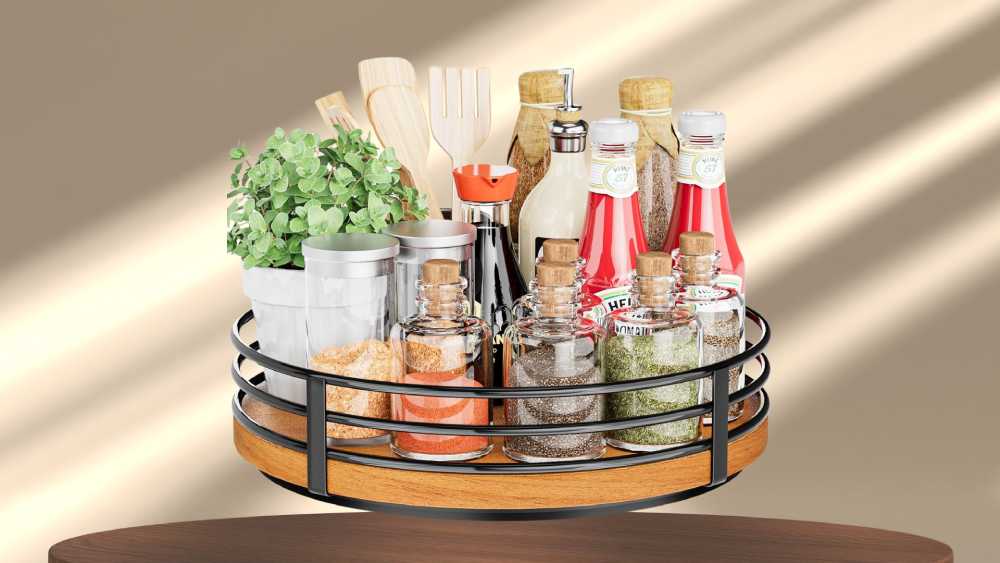 turntable organizer for kitchen