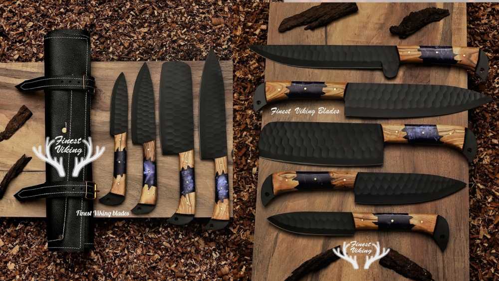 Hand Forged Damascus Chef Set