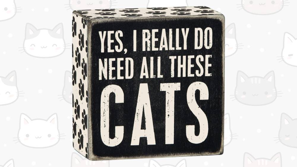 Cat themed wooden box sign