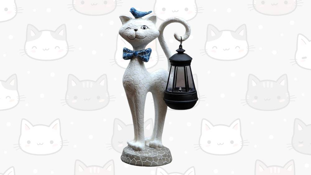 Cute cat figurine with birds