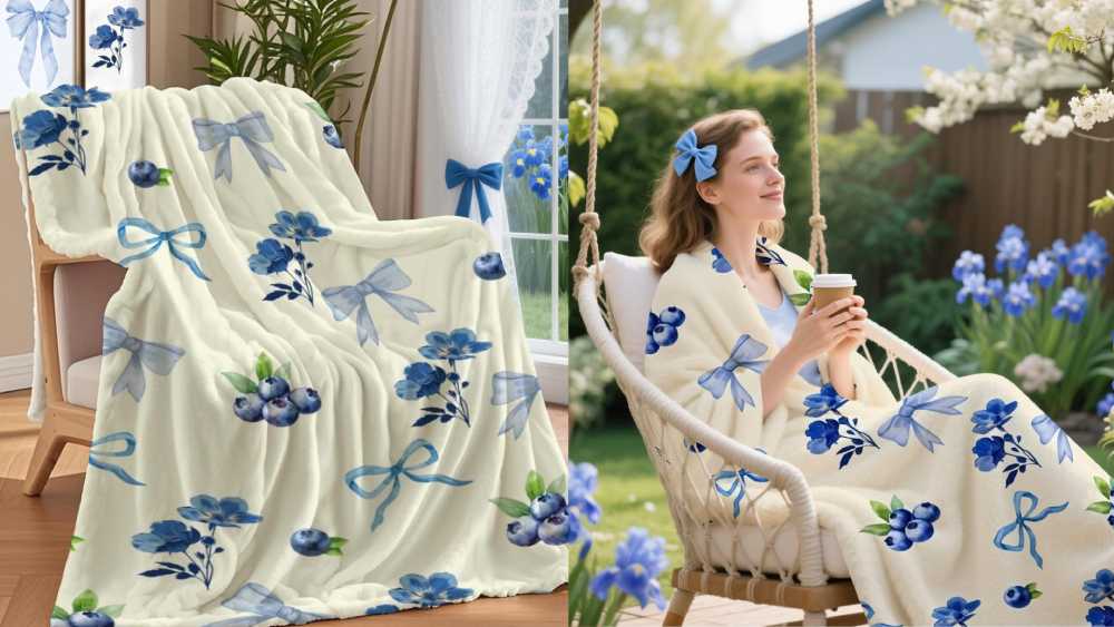 Blue Bow Throw Blanket