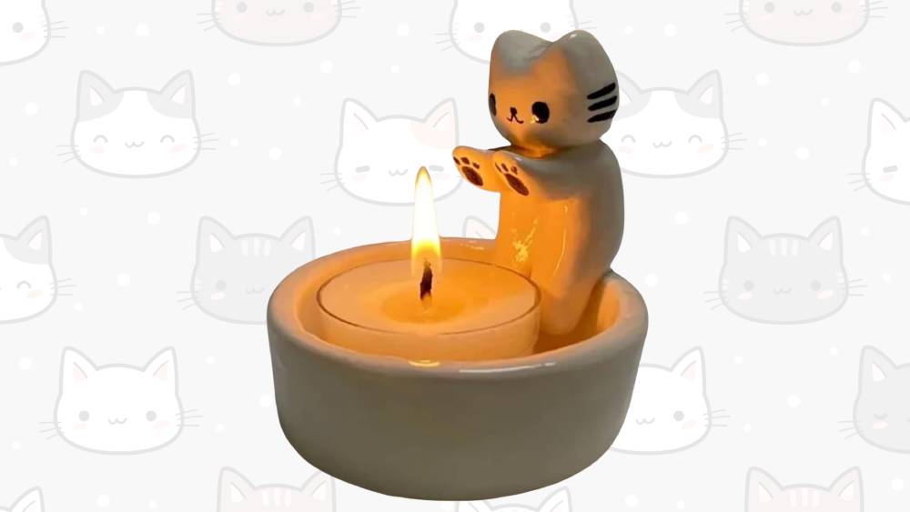 Ceramic kitten candle holder