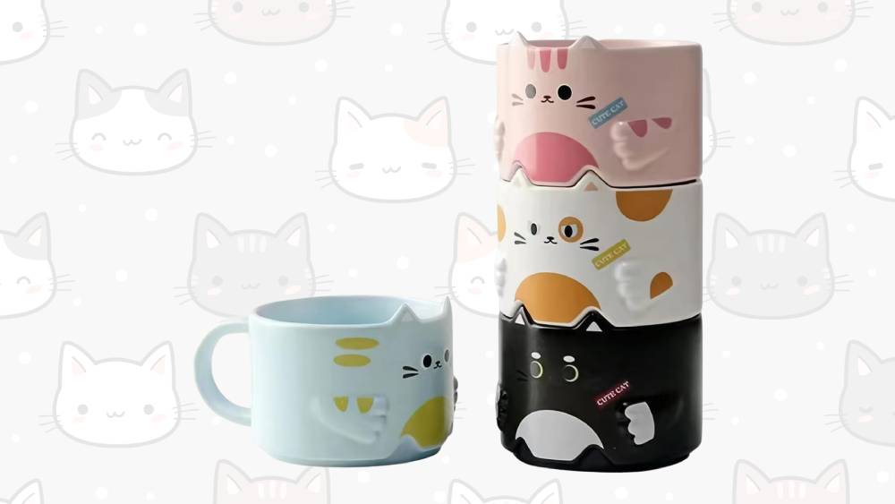 Stackable set of 4 ceramic mugs