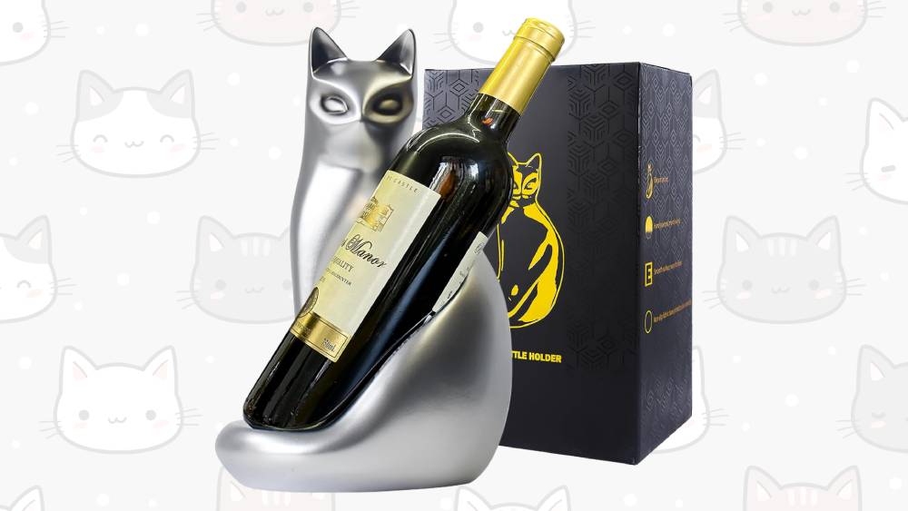 Elegant cat-shaped wine rack