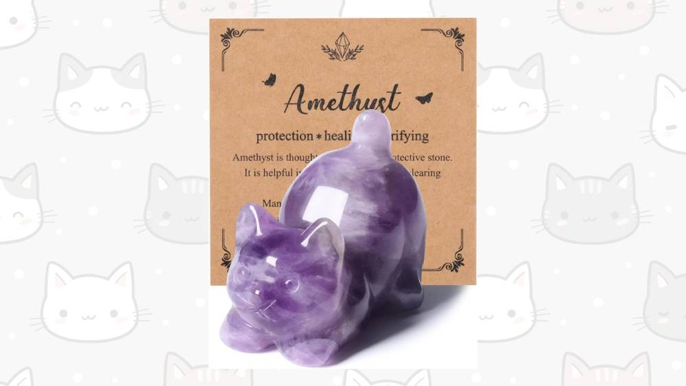 Amethyst Crystal Cat Figurine