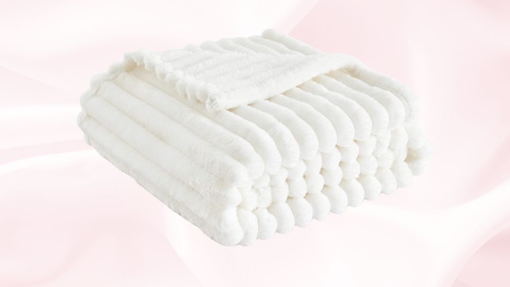 Cozy soft white throw blanket