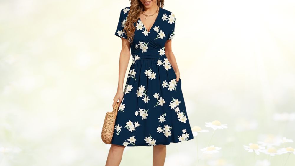 V-Neck Floral Party Dress