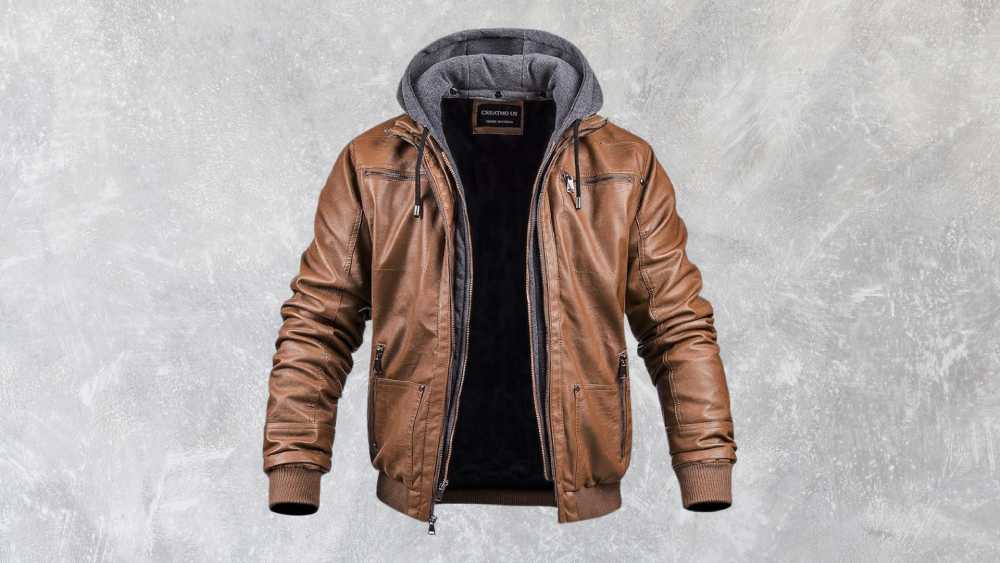 Men's faux leather motorcycle jacket