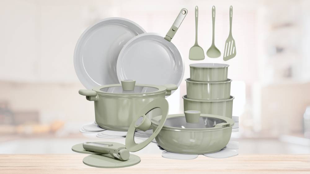 Green 23-Piece Ceramic Cookware Set