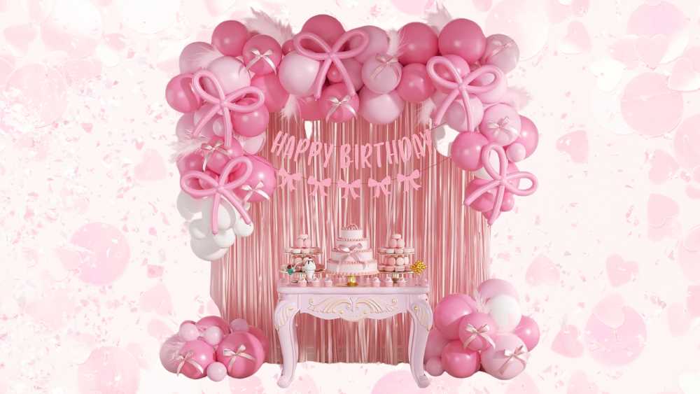 Pink Bow Birthday Decorations