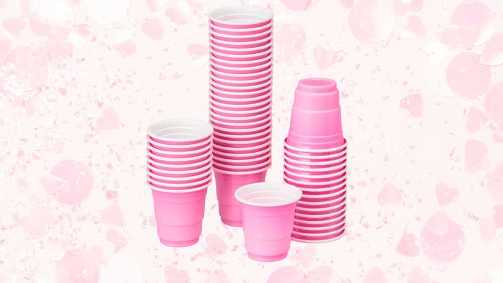 Pink plastic shot glasses