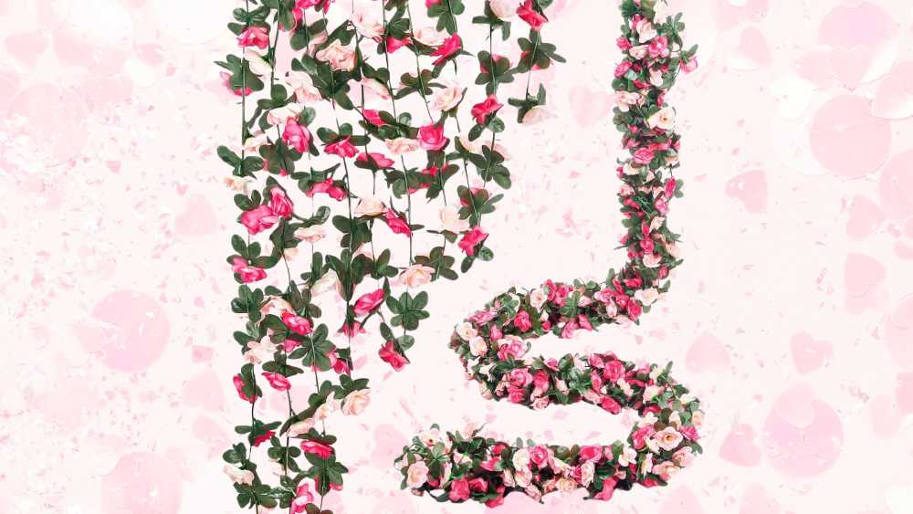 5 artificial pink rose garlands
