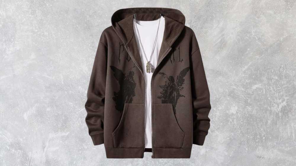Men's graphic zip-up hoodie