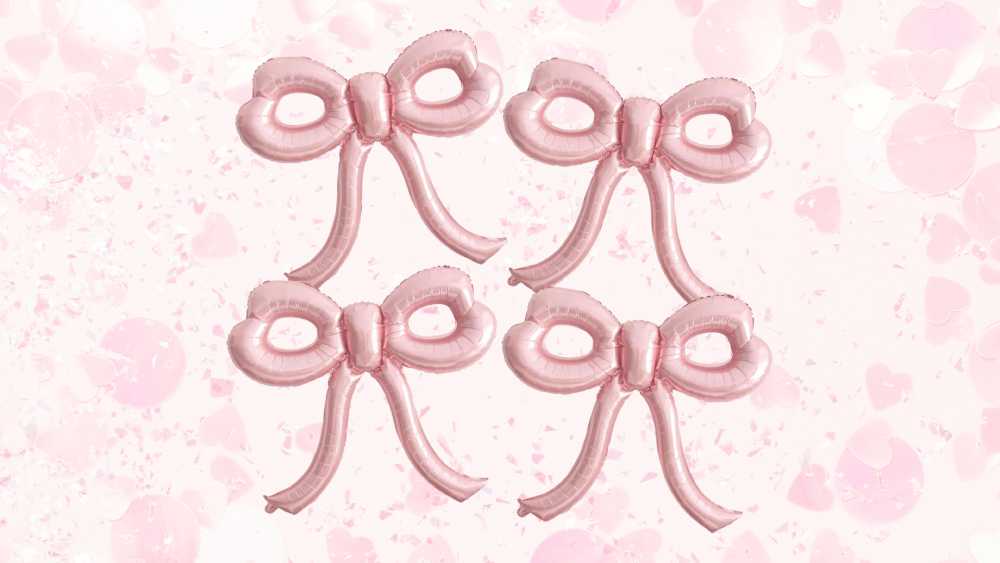 4 Pink Bow Balloons