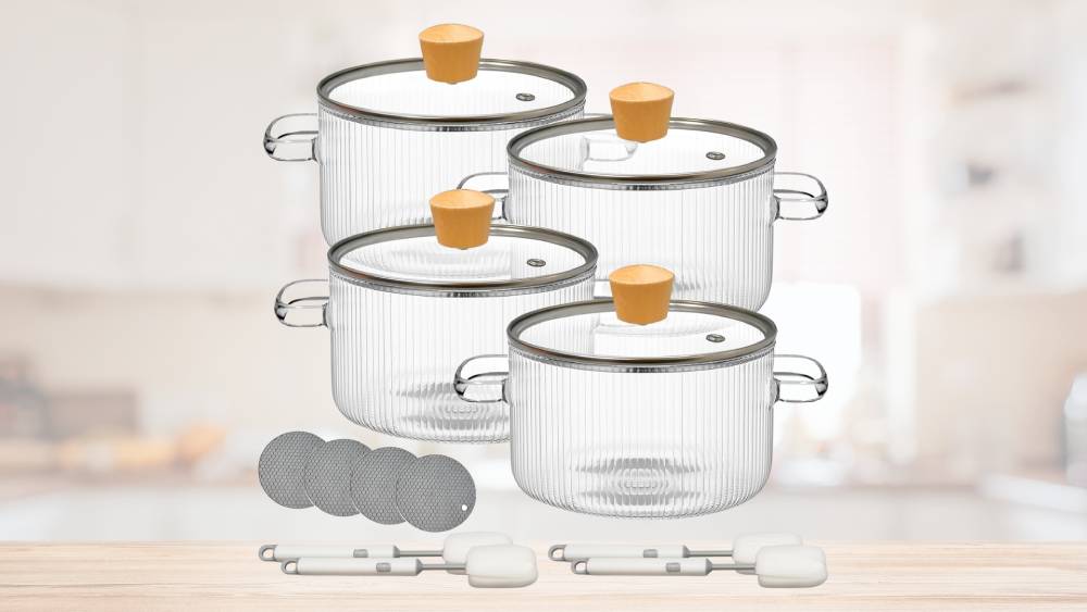 4-Piece Clear Glass Pot Set