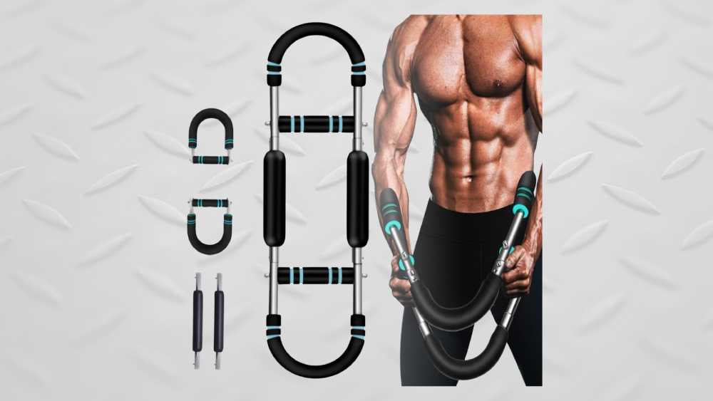 Compact arm trainer for strength workouts.