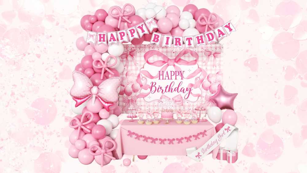 Pink Birthday Party Decoration Set