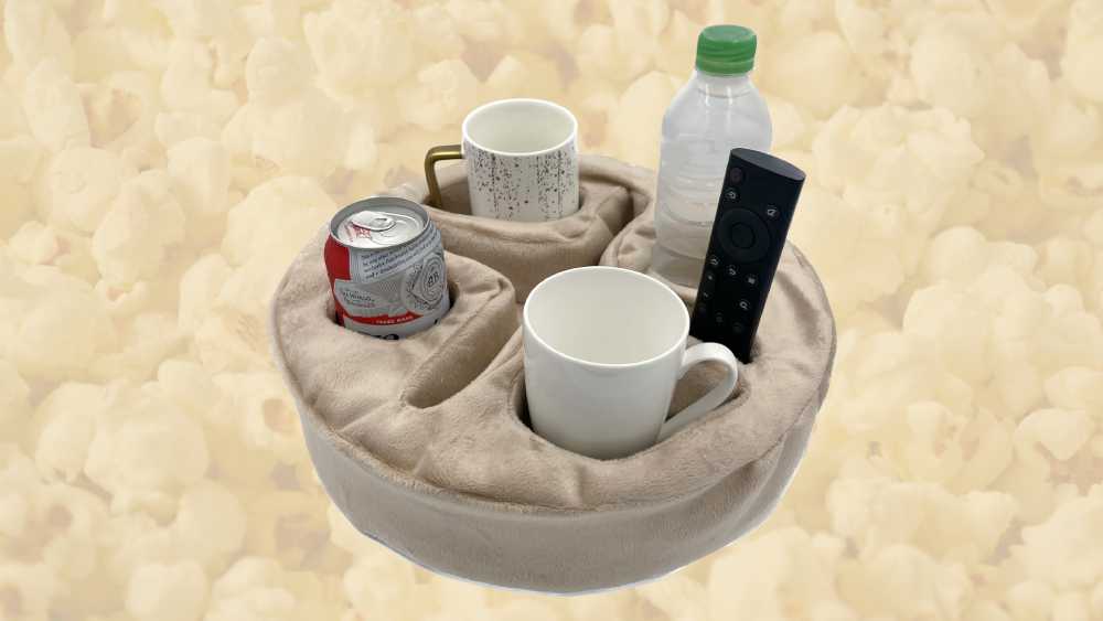 Pillow cup holder for couch