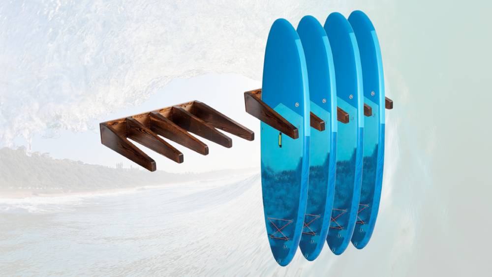 Solid Burnt Wood Surfboard Rack