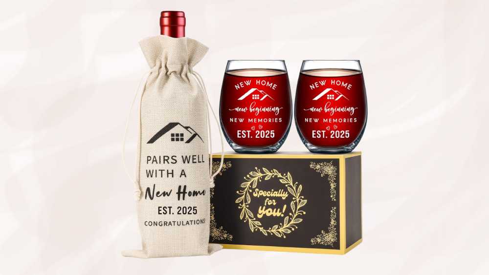 New Home Wine Bag and Glass Set