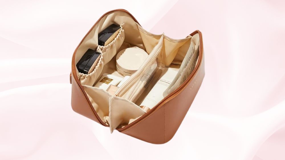 Compact organized travel makeup bag