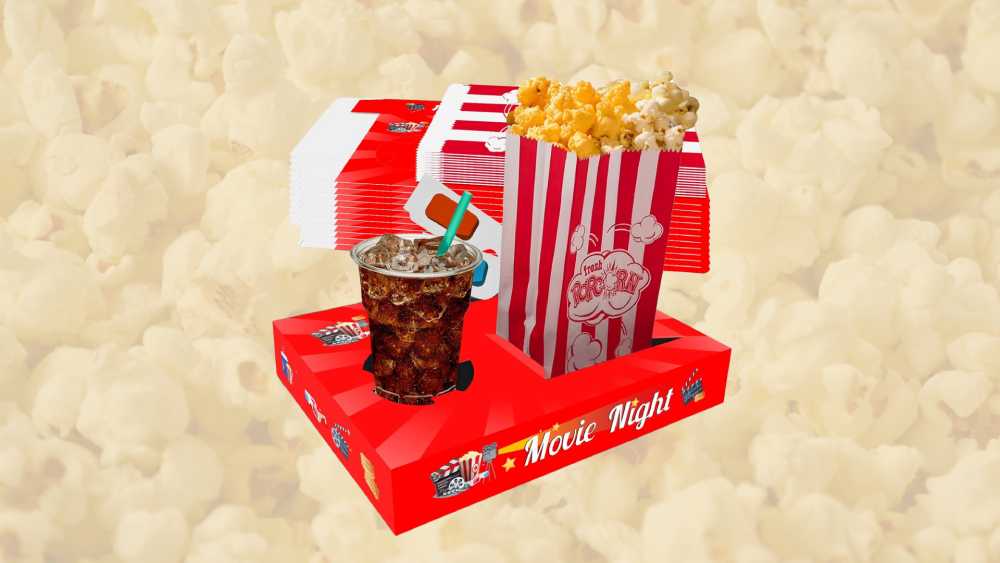 Snack trays with popcorn bags
