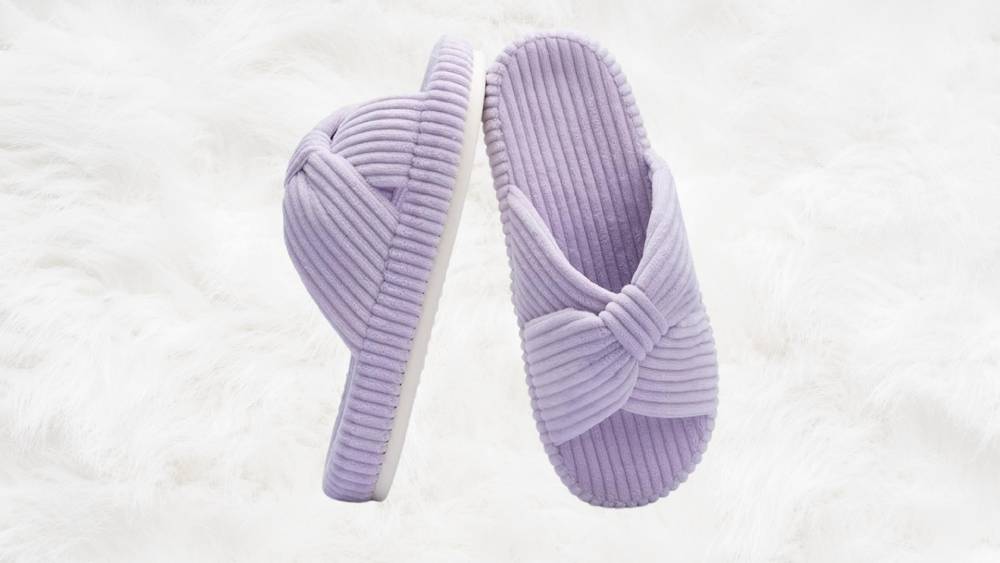 Corduroy bow crossbands slippers