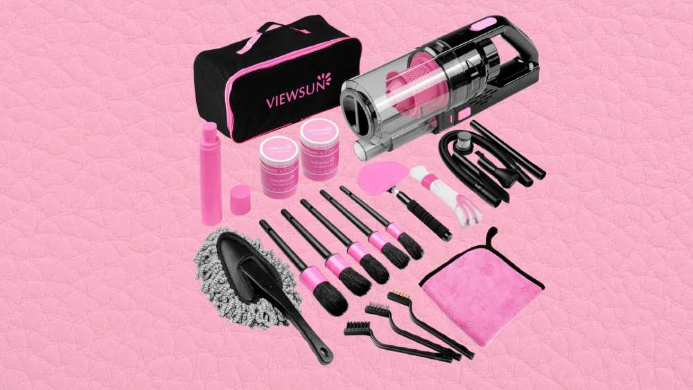Pink car cleaning kit