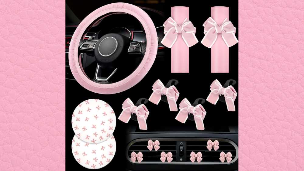 15-piece pink car accessories