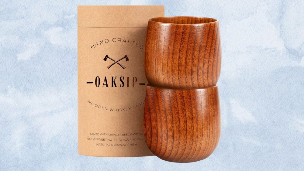 Wooden bourbon drinking glass cup