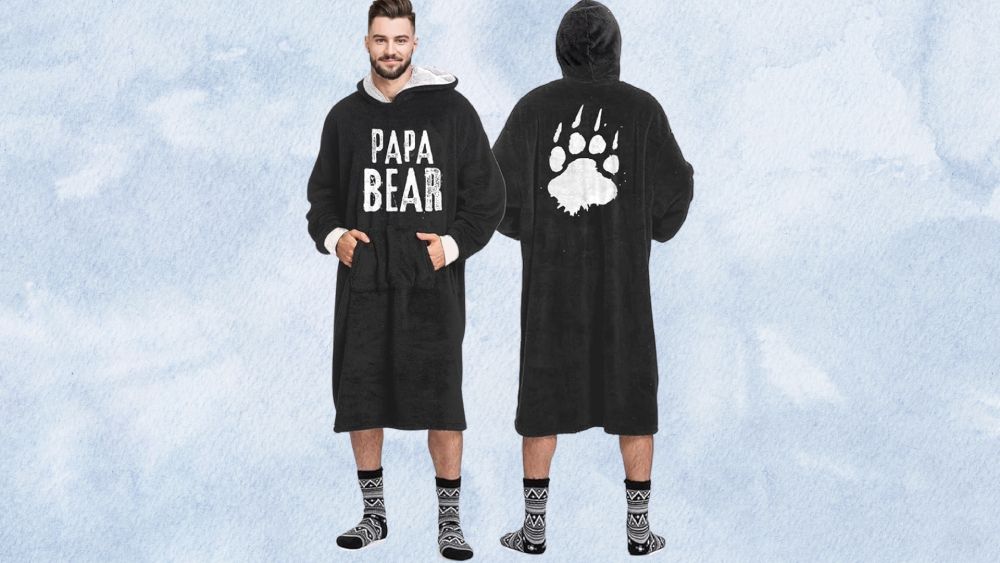 Cozy papa bear hoodie blanket