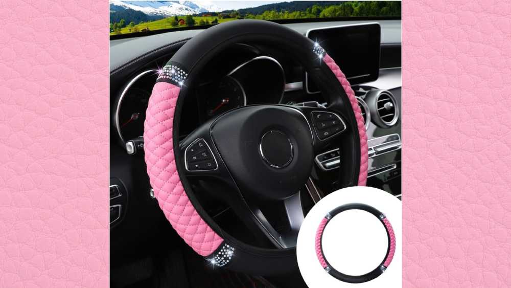 Leather steering wheel cover
