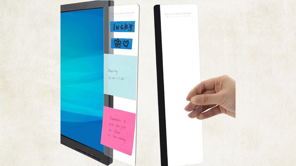 Memo board attaches to computer monitor