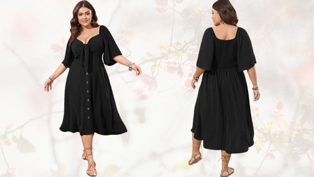 Botton down v neck dress