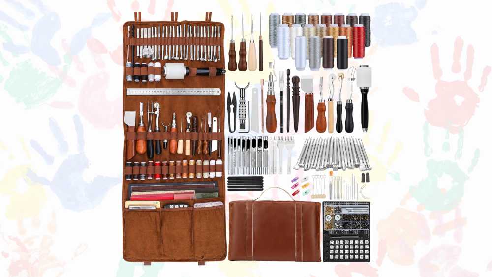 Beginner leather craft kit with tools