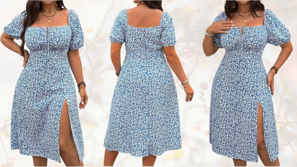 Plus Size Floral Midi Dress