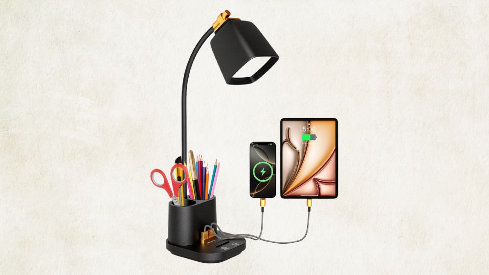 Desk lamp with dual USB chargers