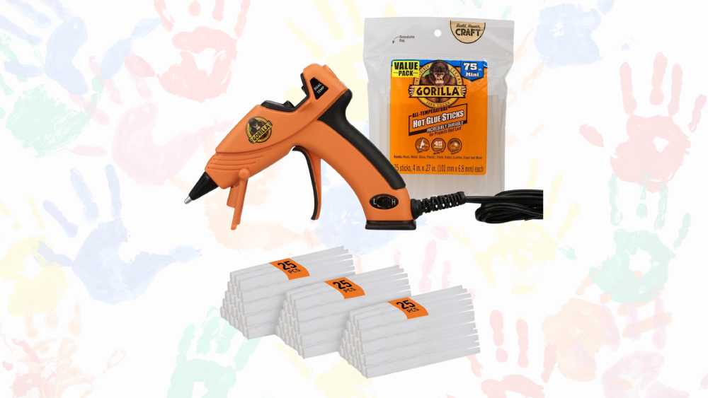 Hot glue gun with glue sticks