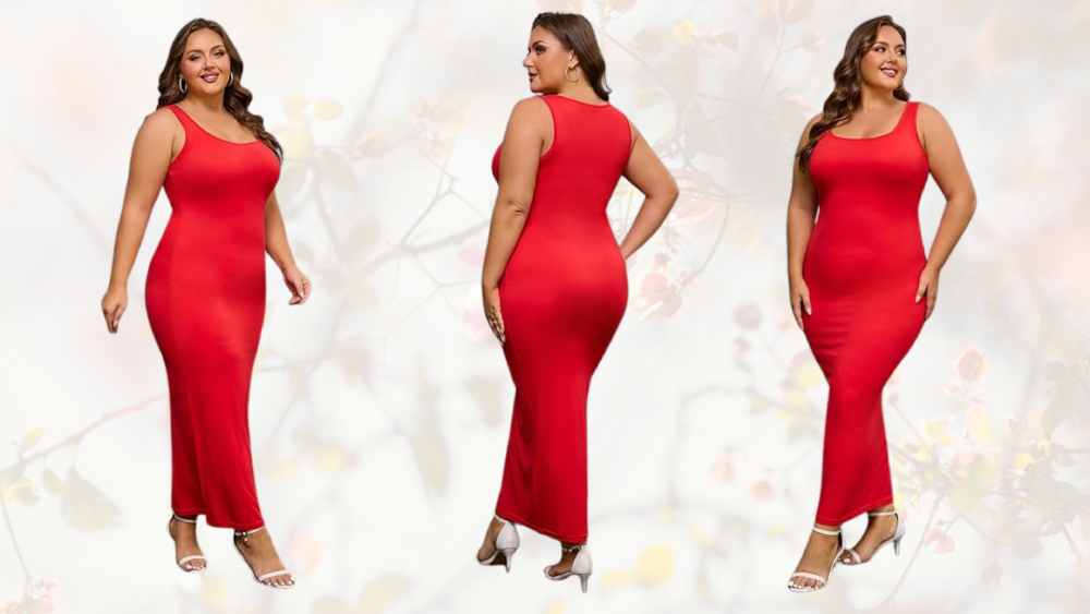 Red bodycon maxi dress