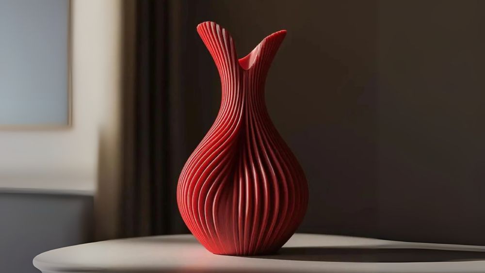Ripple vase with textured wave design
