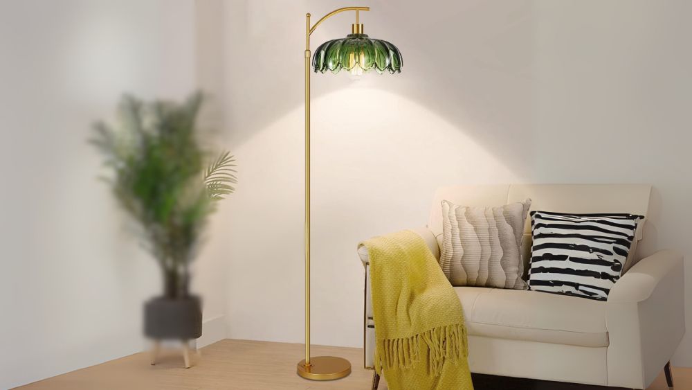 Green flower standing lamp for decor