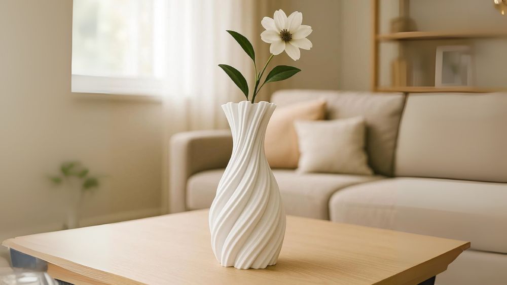 Modern spiral vase for stylish decor