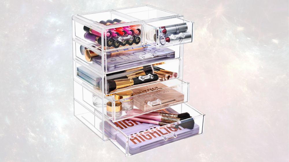 Acrylic makeup organizer with clear drawers