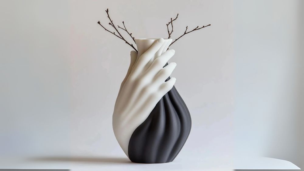 Artistic hand-hugged vase for flowers
